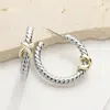 Fashnzfab 14k Gold Plated Two Tone Crisscross Pointed Hoop Earrings In Metallic