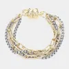 Fashnzfab 14k Gold Plated Two Tone Layered Chain Magnetic Bracelet Two Tone In Multi