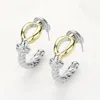 Fashnzfab 14k Gold Plated Two Tone Loop Hoop Earrings - Two Tone In Gold