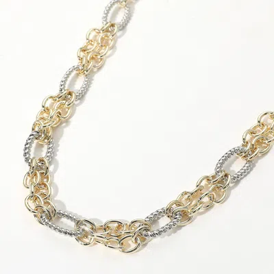 Fashnzfab 14k Gold Plated Two Tone Multi Link Chain Necklace