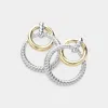 Fashnzfab 14k Gold Plated Two Tone O Ring Link Earrings In Multi