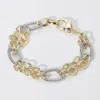 Fashnzfab 14k Gold Plated Two Tone Oval Chain Link Bracelet In Gold
