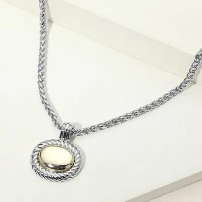 Fashnzfab 14k Gold Plated Two Tone Oval Pendant Rope Chain Necklace In Multi
