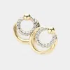 Fashnzfab 14k Gold Plated Two Tone Rope Circle Earrings In Gold