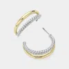 Fashnzfab 14k Gold Plated Two Tone Split Hoop Earrings In Gold