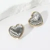 Fashnzfab 14k Gold Plated Two Tone Textured Heart Stud Earrings - Two Tone In Multi