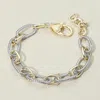 Fashnzfab 14k Gold Plated Two Tone Textured Metal Chain Link Bracelet Two Tone In Gold