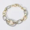 Fashnzfab 14k Gold Plated Two Tone Textured Oval Chain Link Bracelet Two Tone In Multi