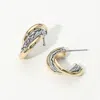 Fashnzfab 14k Gold Plated Two Tone Twisted Hoop Earrings - Two Tone In Gold