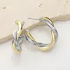 Fashnzfab 14k Gold Plated Two Tone Twisted Hoop Earrings - Two Tone In Gold
