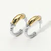 Fashnzfab 14k Gold Plated Two Tone Twisted Hoop Earrings - Two Tone In Metallic