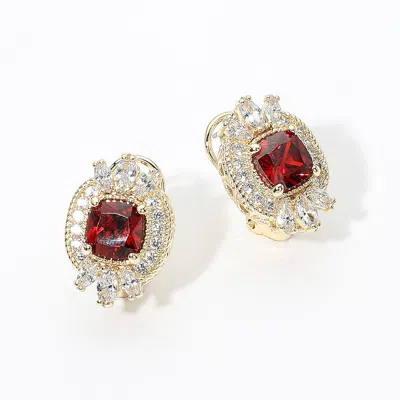 Fashnzfab 14k Gold Plated Vintage Inspired Cz Halo Stud Earrings
