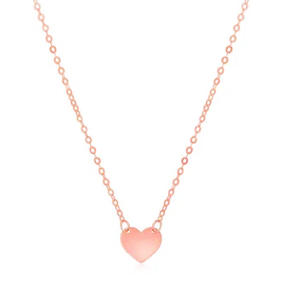 Fashnzfab 14k Rose Gold Polished Mini Heart Necklace
