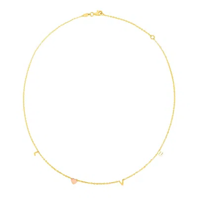 Fashnzfab 14k Two Tone Gold Love Necklace In Multi