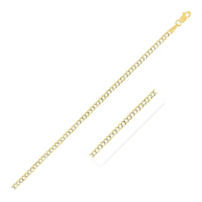 Fashnzfab 14k Two Tone Gold Pave Curb Chain (2.60 Mm)