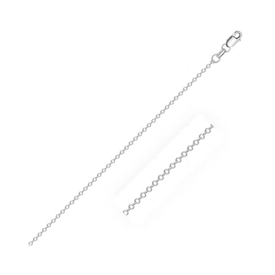 Fashnzfab 14k White Diamond Cut Cable Link Chain (0.87 Mm) In Silver