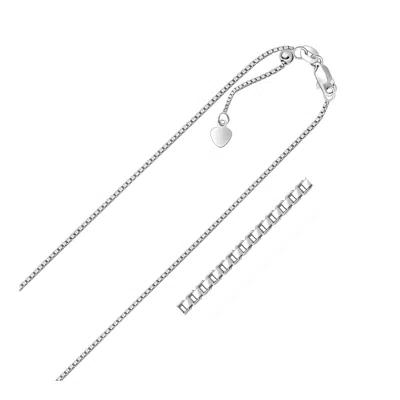 Fashnzfab 14k White Gold Adjustable Box Chain (1.10 Mm) In Silver