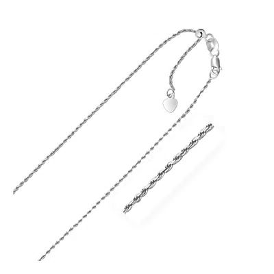 Fashnzfab 14k White Gold Adjustable Rope Chain (0.95 Mm)
