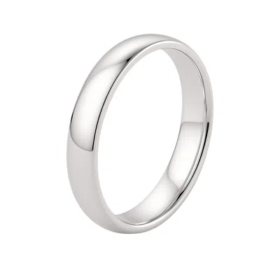 Fashnzfab 14k White Gold Comfort Fit Wedding Band(4.00 Mm) In Metallic