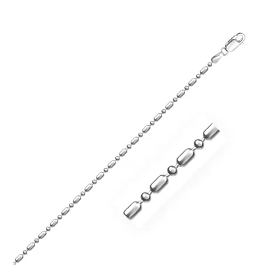 Fashnzfab 14k White Gold Diamond-cut Alternating Bead Chain (1.30 Mm)