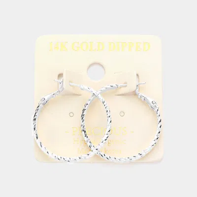 Fashnzfab 14k White Gold Dipped 1.25 Inch Textured Metal Hoop Earrings - Rhodium In Multi