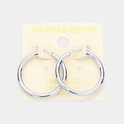 Fashnzfab 14k White Gold Dipped Pin Catch Metal Hoop Earrings In Multi