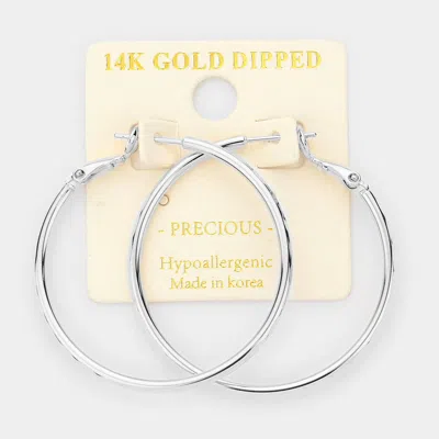 Fashnzfab 14k White Gold Dipped Textured 1.5 Inch Metal Hoop Earrings
