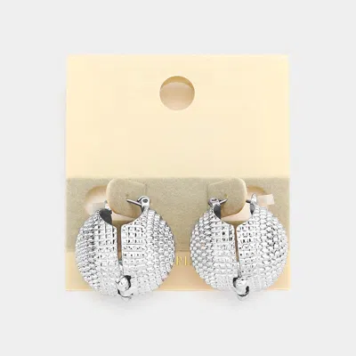 Fashnzfab 14k White Gold Filled Chunky Spiky Metal Ball Pin Catch Earrings In Metallic