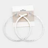 Fashnzfab 14k White Gold Filled Textured Hoop Earrings In White