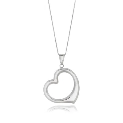 Fashnzfab 14k White Gold Floating Heart Drop Pendant