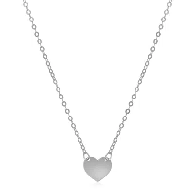 Fashnzfab 14k White Gold Polished Mini Heart Necklace In Metallic