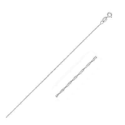 Fashnzfab 14k White Gold Singapore Chain 0.8mm (0.81 Mm) In Silver