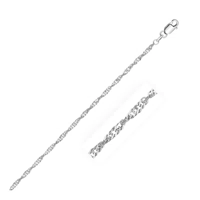 Fashnzfab 14k White Gold Singapore Chain (2.10 Mm) In Silver