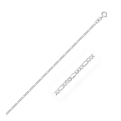 Fashnzfab 14k White Gold Solid Figaro Chain (1.90 Mm) In Silver