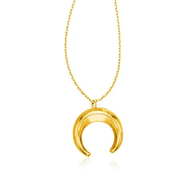 Fashnzfab 14k Yellow Gold 17 Inch Necklace With Domed Moon Motif Pendant