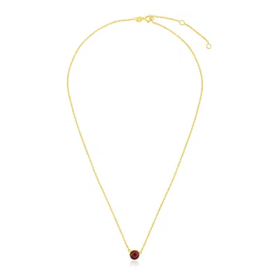 Fashnzfab 14k Yellow Gold 17 Inch Necklace With Round Garnet