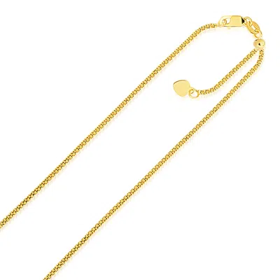 Fashnzfab 14k Yellow Gold Adjustable Popcorn Chain (1.10 Mm)