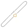 Fashnzfab 14k Yellow Gold And Sterling Silver Anklet With A Single Open Heart Station In Multi