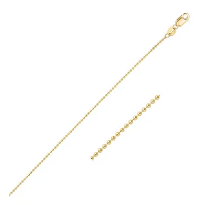 Fashnzfab 14k Yellow Gold Bead Chain 1.0mm (1.00 Mm)