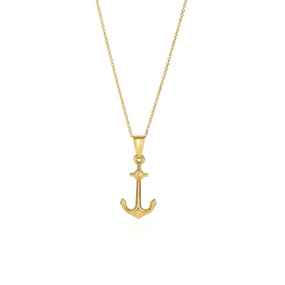 Fashnzfab 14k Yellow Gold Cable Chain With Anchor Pendant