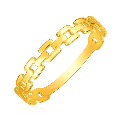 Fashnzfab 14k Yellow Gold Chain Link Ring(1.50 Mm)