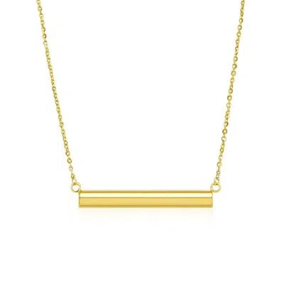 Fashnzfab 14k Yellow Gold Chain Necklace With A Shiny Flat Bar