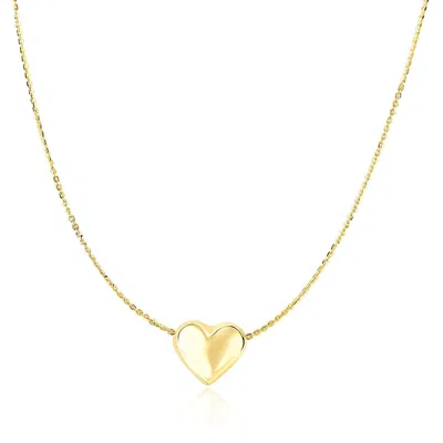 Fashnzfab 14k Yellow Gold Chain Necklace With Sliding Puffed Heart Charm