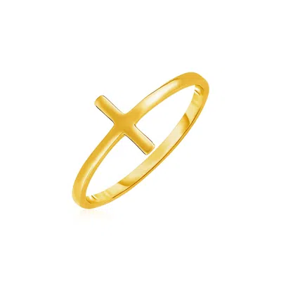 Fashnzfab 14k Yellow Gold Cross Motif Ring(1.50 Mm)