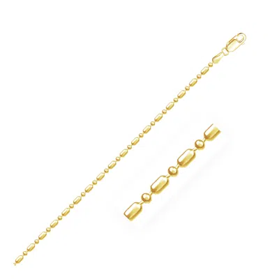 Fashnzfab 14k Yellow Gold Diamond-cut Alternating Bead Chain (1.30 Mm)
