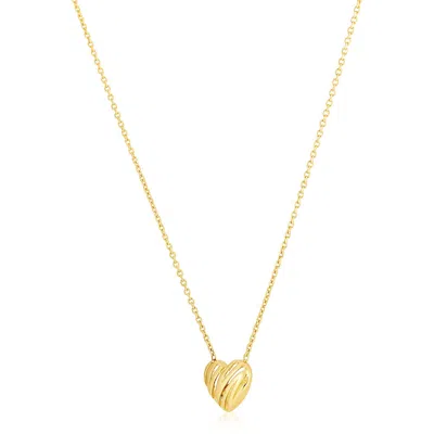 Fashnzfab 14k Yellow Gold High Polish Scribbles Heart Necklace