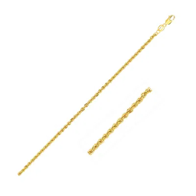 Fashnzfab 14k Yellow Gold Light Rope Chain (2.00 Mm)