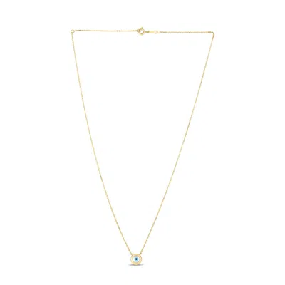 Fashnzfab 14k Yellow Gold Mop Evil Eye Necklace