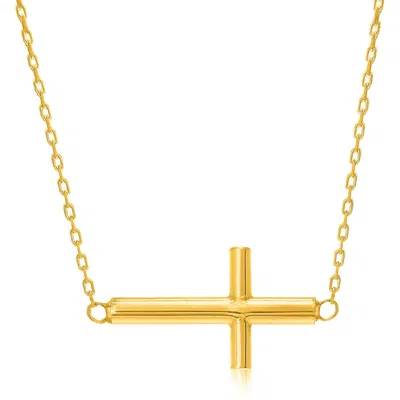 Fashnzfab 14k Yellow Gold Necklace With A Polished Cross Design