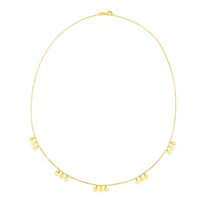 Fashnzfab 14k Yellow Gold Necklace With Circle Dangle Stations